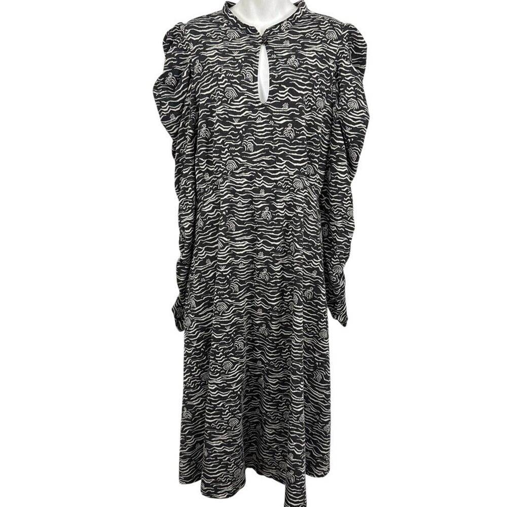 Anthropologie Puffer Long Sleeve Jacquard Midi Knit Dress Stretch Womens sz 3X